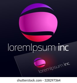 Abstract vector sign in sphere shape. Logotype for Media, Fashion, Cosmetics