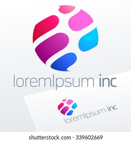 Abstract vector sign in sphere shape. Logotype for Media, Fashion, Cosmetics