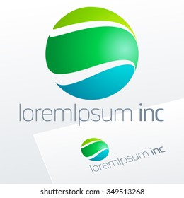 Abstract vector sign in sphere shape. Logo for Ecology, Pharmacy, Cosmetic activity