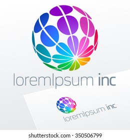 Abstract vector sign in sphere shape. Logotype for Media, Fashion, Cosmetics