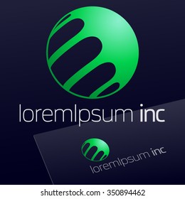 Abstract vector sign in sphere shape. Logotype for Ecology, Pharmacy, Cosmetic activity