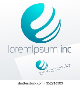 Abstract vector sign in sphere shape. Logo for Ecology, Pharmacy, Cosmetic activity