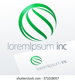 Abstract vector sign in sphere shape. Logo for Ecology, Pharmacy, Cosmetic activity