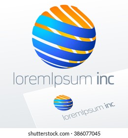 Abstract vector sign in sphere shape. Logo for Tourism and Travel