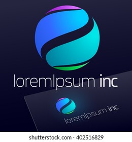 Abstract vector sign in sphere shape. Logo for Business, Technology, Corporation.