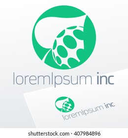 Abstract vector sign in sphere shape. Logo for Ecology, Pharmacy, Cosmetic activity