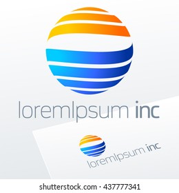 Abstract vector sign in sphere shape. Logo for Business, Tourism, Travel