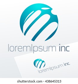 Abstract vector sign in sphere shape. Logo for Business, Technology, Corporation.