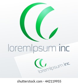 Abstract vector sign in sphere shape. Logo for Ecology, Cosmetic, Pharmacy and Medicine activity