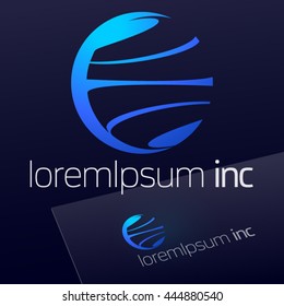 Abstract vector sign in sphere shape. Logo for Business, Technology, Corporation.