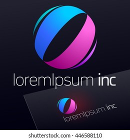 Abstract vector sign in sphere shape. Logo for Business, Technology, Corporation.
