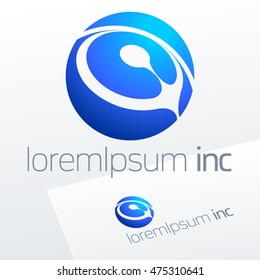 Abstract vector sign in sphere shape. Logo for Business, Technology, Corporation.