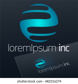 Abstract vector sign in sphere shape. Logo for Business, Technology, Corporation.