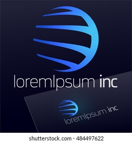 Abstract vector sign in sphere shape. Logo for Business, Technology, Corporation.