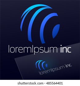 Abstract vector sign in sphere shape. Logo for Business, Technology, Corporation.