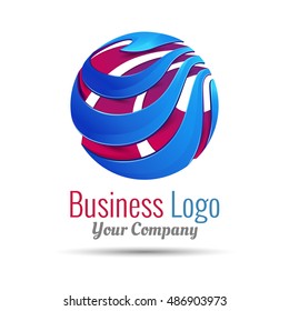 Abstract vector sign in sphere shape. Logo for Business, Media, Technology. Design illustration. Template for your company. Creative colorful concept.