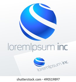 Abstract vector sign in sphere shape. Logo for Business, Technology, Corporation.