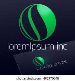 Abstract vector sign in sphere shape. Logo for Ecology, Pharmacy, Cosmetic activity