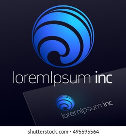 Abstract vector sign in sphere shape. Logo for Business, Technology, Corporation.