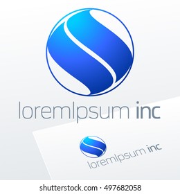 Abstract vector sign in sphere shape. Logo for Business, Technology, Corporation.