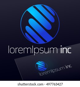 Abstract vector sign in sphere shape. Logo for Business, Technology, Corporation.