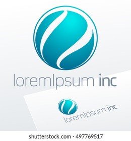 Abstract vector sign in sphere shape. Logo for Business, Technology, Corporation.