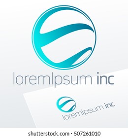 Abstract vector sign in sphere shape. Logo for Business, Technology, Corporation.