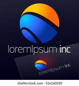 Abstract vector sign in sphere shape. Logo for Business, Tourism, Travel