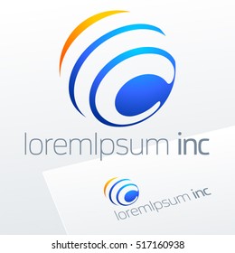 Abstract vector sign in sphere shape. Logo for Business, Tourism, Travel