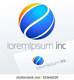 Abstract vector sign in sphere shape. Logo for Business, Tourism, Travel