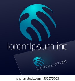 Abstract vector sign in sphere shape. Logo for Business, Technology, Corporation.