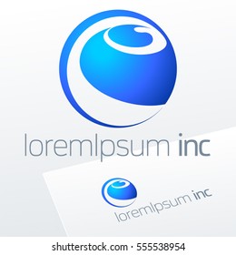 Abstract vector sign in sphere shape. Logo for Business, Technology, Corporation.