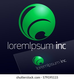 Abstract vector sign in sphere shape. Logotype for Ecology, Pharmacy, Medicine activity 