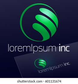 Abstract vector sign in sphere shape. Logotype for Ecology, Pharmacy, Medicine activity