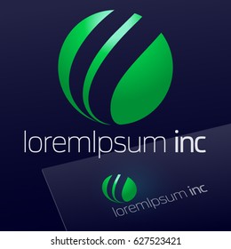 Abstract vector sign in sphere shape. Logotype for Ecology, Pharmacy, Medicine activity 