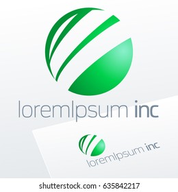 Abstract vector sign in sphere shape. Logotype for Ecology, Pharmacy, Medicine activity 