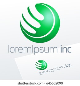 Abstract vector sign in sphere shape. Logotype for Ecology, Pharmacy, Medicine activity 