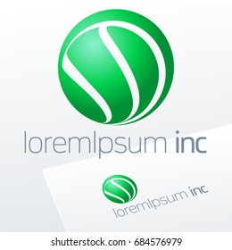 Abstract vector sign in sphere shape. Logotype for Ecology, Pharmacy, Medicine activity