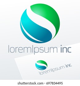 Abstract vector sign in sphere shape. Logotype for Ecology, Pharmacy, Medicine activity 