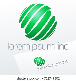 Abstract vector sign in sphere shape. Logotype for Ecology, Pharmacy, Medicine activity.