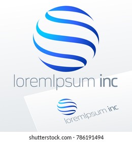 Abstract vector sign in sphere shape. Logo for Business, Technology, Corporation.