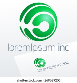 Abstract vector sign in sphere shape.Logo for Business, Technology, Corporation.