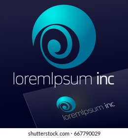 Abstract vector sign, turquoise logotype in sphere shape. Logo for Business, Technology, Corporation.