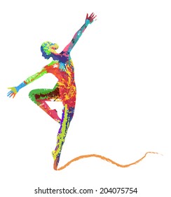 abstract vector silhouette dancing girl