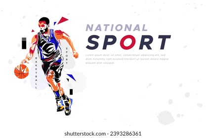 Resumen de diseño de silueta vectorial de baloncesto atleta con atractivo estilo de silueta. diseño de eventos deportivos nacionales concepto-celebración del día del deporte. pancartas y folletos de eventos deportivos