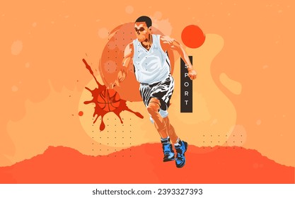Abstract vector silhouette design of basketball player athlete with attractive silhouette style. national sports event design concept-sports day celebration. sports event banners and brochures