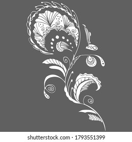 Abstract vector silhouette of hand drawn tropical flower. Floral illustration in sketch style. Summer background with tropical flower for travel or t shirt. Isolated
