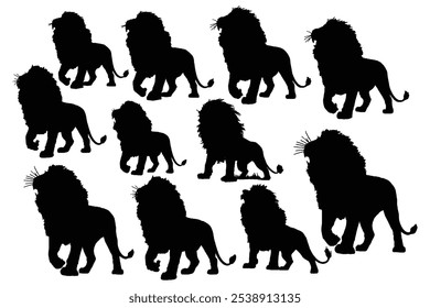 Conjunto de león de silueta de Vector Abstractas. Icono animal.