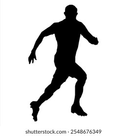 Abstrakte Vektorsilhouette einer Person, die läuft, Vorderansicht eines Marathonsportlers, dynamische Pose, die Bewegung und Energie symbolisiert.