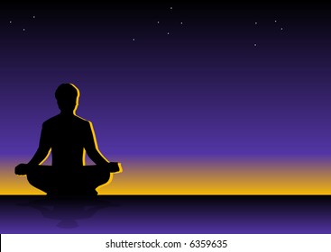 Abstract vector silhouette of someone meditating